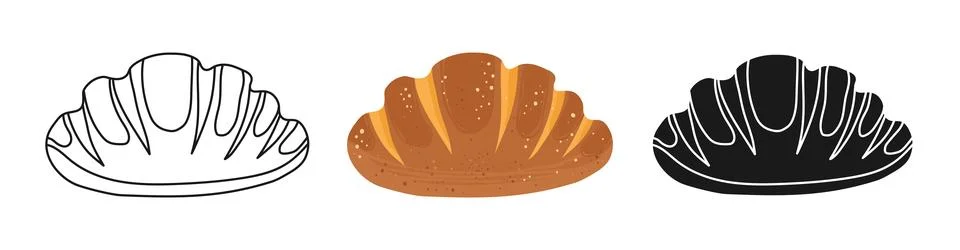 Rye Bread or Loaf baking bread icon set healthy baked pastry bun wheat doodle Stock Illustration