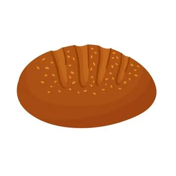 Rye bread product of circle shape, baked food menu assortment of traditional Stock Illustration