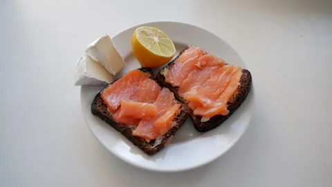 Rye bread with red fish Stock-Footage 151395745