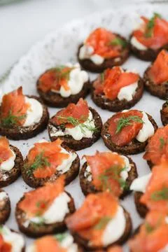 Rye bread with salmon Stock Photos