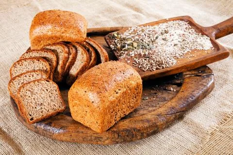 Rye bread with seeds Stock Photos