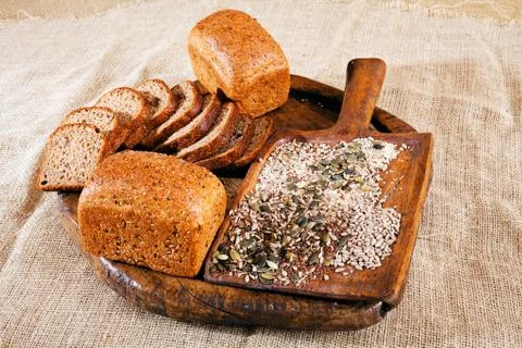 Rye bread with seeds Stock Photos