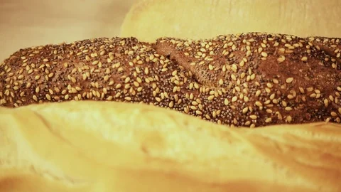 Rye bread with sesame seeds Stock Footage 87989206