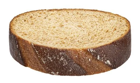 Rye bread slice isolated on white background, full depth of field Stock-Fotos