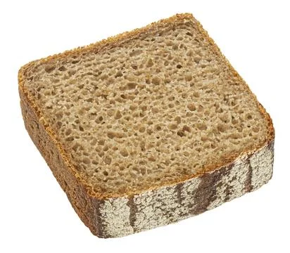 Rye bread slice isolated on white background, full depth of field Stock-Fotos