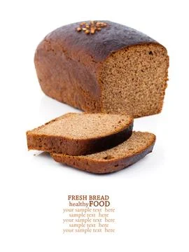 Rye bread slice isolated on white background Stock Photos