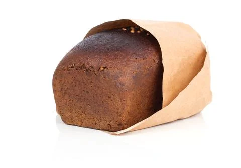Rye bread slice isolated on white background Stock Photos