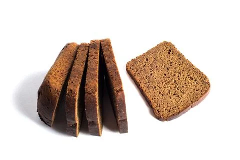 Rye bread slices isolated on white background Stock Photos