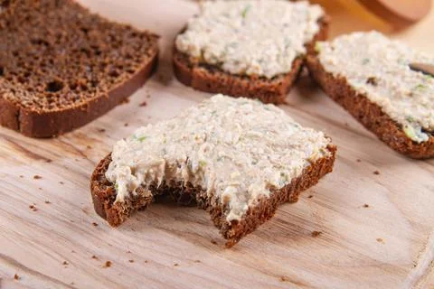 Rye bread with spread Stock Photos