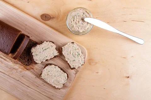 Rye bread with spread Stock Photos