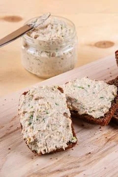Rye bread with spread Stock Photos