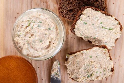 Rye bread with spread Stock Photos