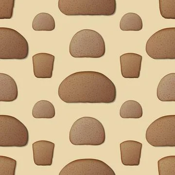 Rye bread toast pettern. Realistic vector background Illustrazione stock