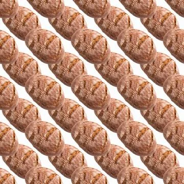 Rye bread on white background, pattern, close-up, template, banner, Illustrazione stock