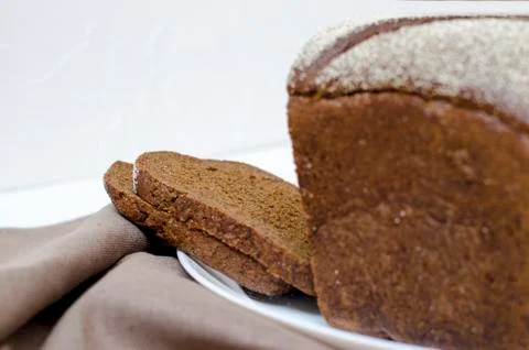 Rye bread on a white background Stock Photos