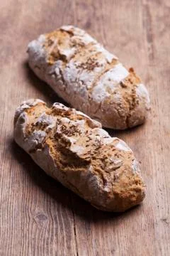 Rye bread on wood Stock Photos