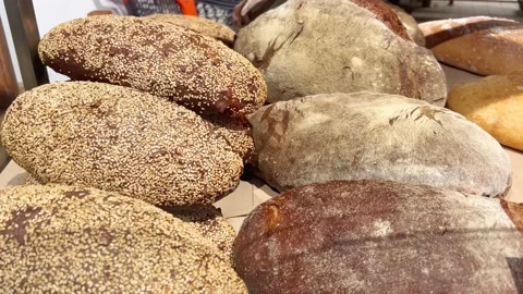 Rye, buckwheat dark bread Stock Footage 219829847