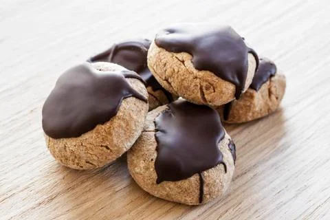 Rye Cookies with Chocolate Stock Photos