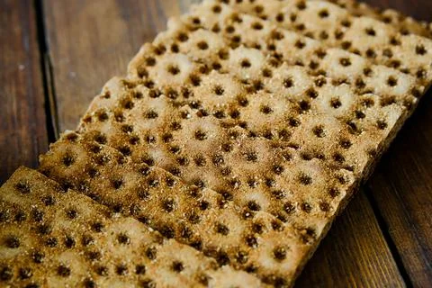 Rye crispbread. Crispy dry bread. Crispbread for sandwiches. Bread replacemen Stock Photos