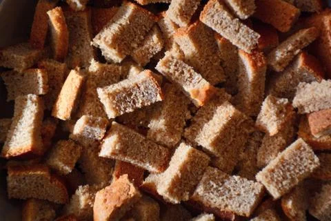 Rye croutons. Diet.	 Stock Photos