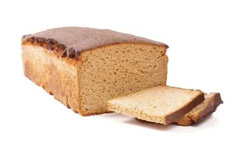 Rye dark bread isolated on the white Stock Photos