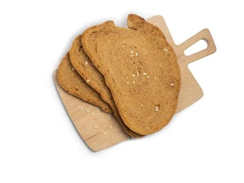 Rye flour bread on a small cutting board. Isolate flour products. Preparing f Stock Photos