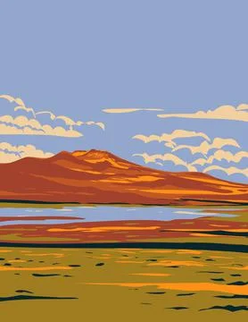 Rye Patch State Recreation Area on the Humboldt River in Nevada USA WPA Poste Ilustración de archivo
