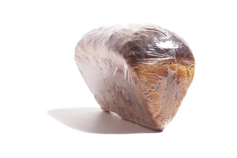 Rye sourdough bread in a package isolated on white background Stock Photos