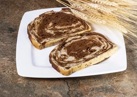 Rye wheat bread on stone Stock Photos