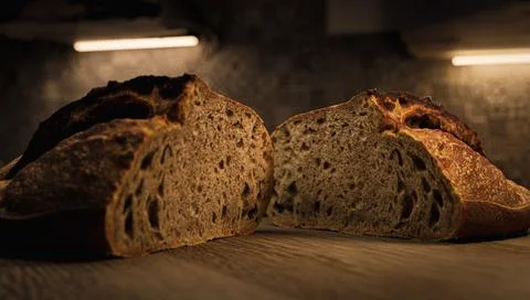 Rye wheat sourdough bread - 3d illustration Stock Illustration