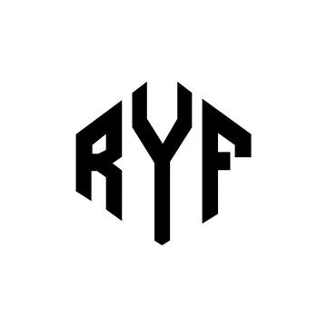 RYF letter logo design with polygon shape. RYF polygon and cube shape logo .. Illustrazione stock