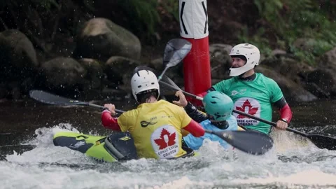 Ryker Harris Overtakes Trevor Boyd on the Last Upstream Gate Stock Footage 314753552