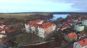Ryn castle, aerial view Stock Footage 85621209