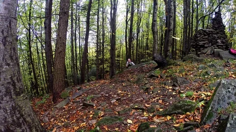 Rytro, Poland - October 7: Vertical running race in Autumn. Stock Footage 98495048