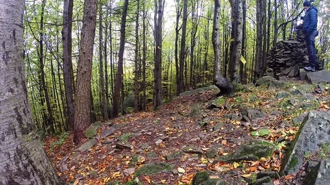 Rytro, Poland - October 7: Vertical running race in Autumn. Stock Footage 98495182