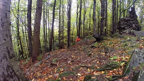 Rytro, Poland - October 7: Vertical running race in Autumn. Stock Footage 98495199