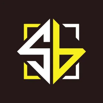 S B Initials quadrangle monogram with square Stock Illustration