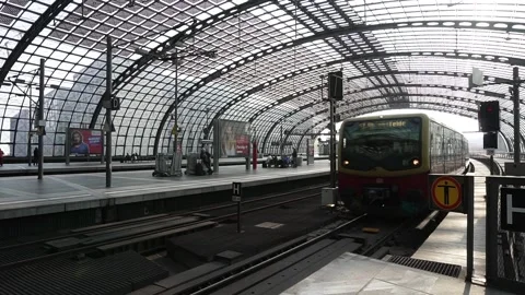 S-Bahn Train Arriving To Berlin Hauptbahnhof Central Railway Station Stock Footage 89233237