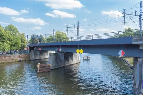 S-Bahn train bridge over the river Spree in Berlin, Germany. Stock Photos