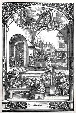S der ersten Haelfte des 16 Jahrhunderts Darstellung verschiedener Staende und Stock Illustration