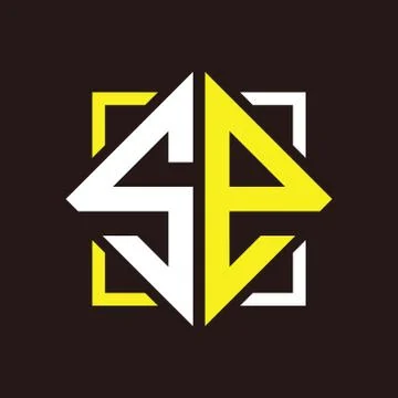 S E Initials quadrangle monogram with square Stock Illustration