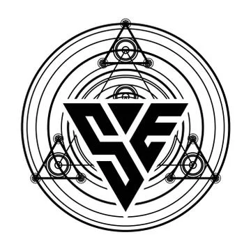 S E Monogram letter logo with triangle shape design template with sacred geom Stock Illustration