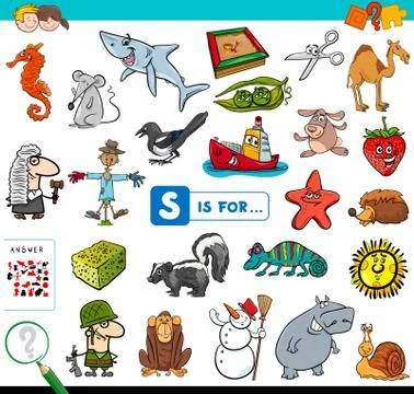 S is for educational game for children Illustrazione stock