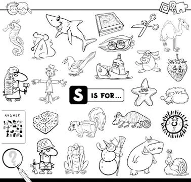 S is for educational game coloring book Stock Illustration