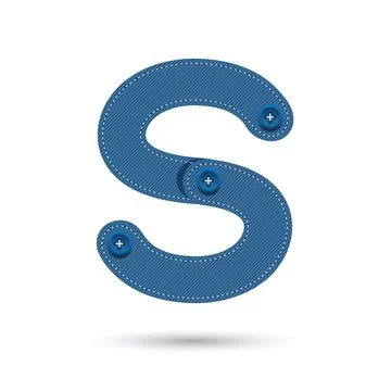 S  font vector with blue Jeans on White background, Futuristic font, Cosmic,  Stock Illustration