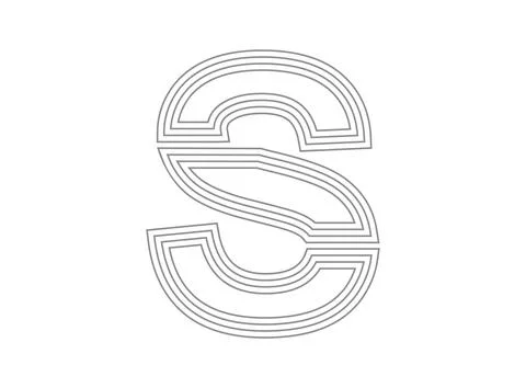 S font vector.  Condensed thin, Parallel stylize line letter. Thin monochrome Stock Illustration
