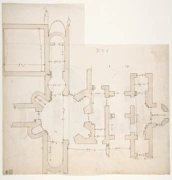 S. Giovanni Laterano, Centocelle, plan (recto) S. Giovanni Laterano, Centoc.. Stock Illustration