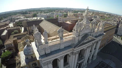 S. Giovanni Square Rome - Piazza S.Giovanni Roma - Close Up Top of the Church Stock Footage 63303823