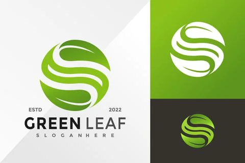 S Green Leaf Logo Design Vector illustration template Stock Illustration
