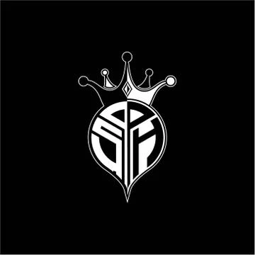 S H circle monogram logo emblem style with clown crown shape vector decoratio Stock Illustration